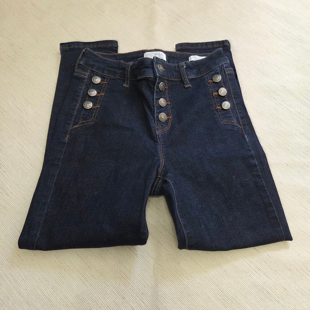 Sofia by Sofia Vergara Woman's Rosa Curvy Crop Dark Blue Jeans size 4